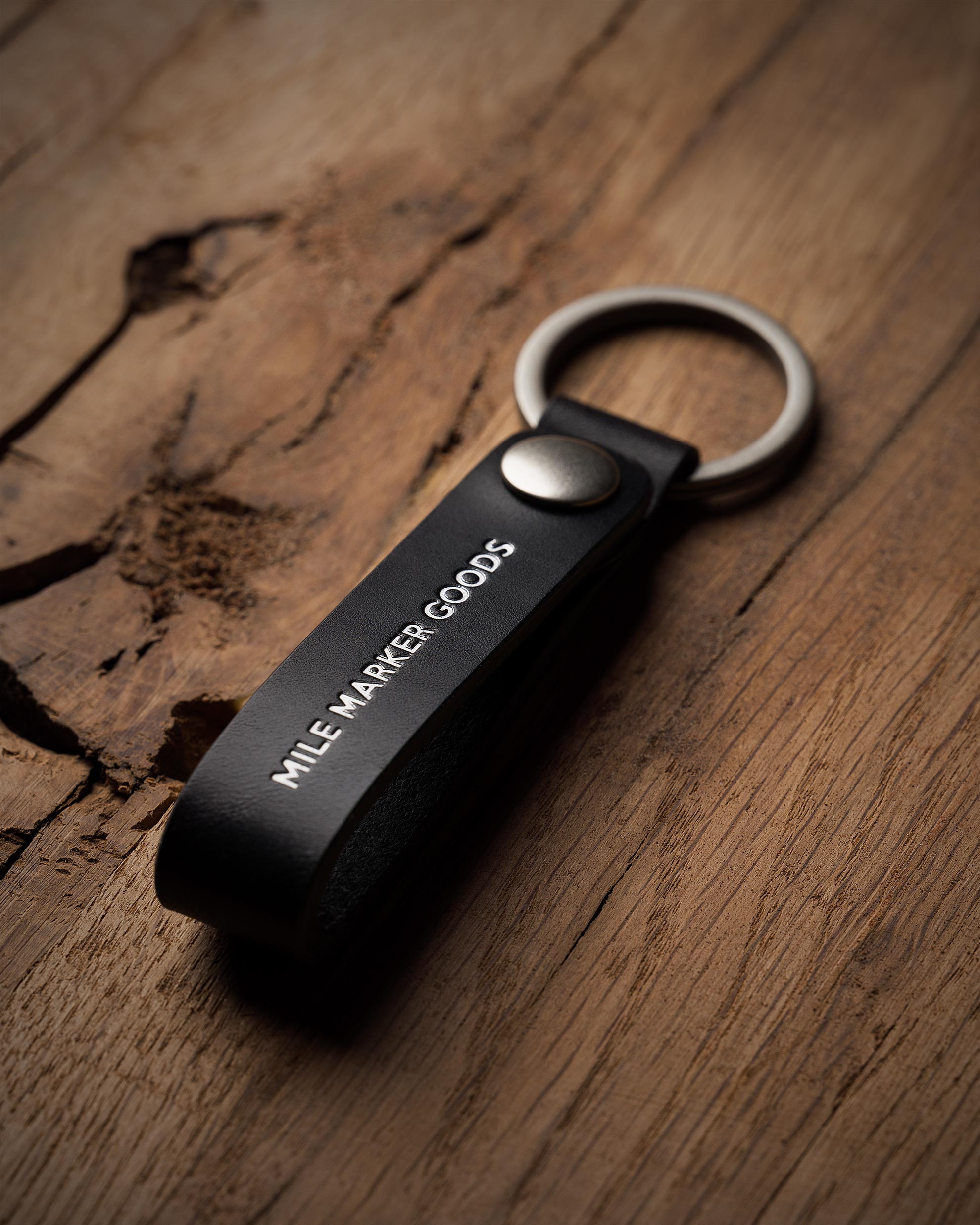 Lanyard Black Leather Silver Hardware