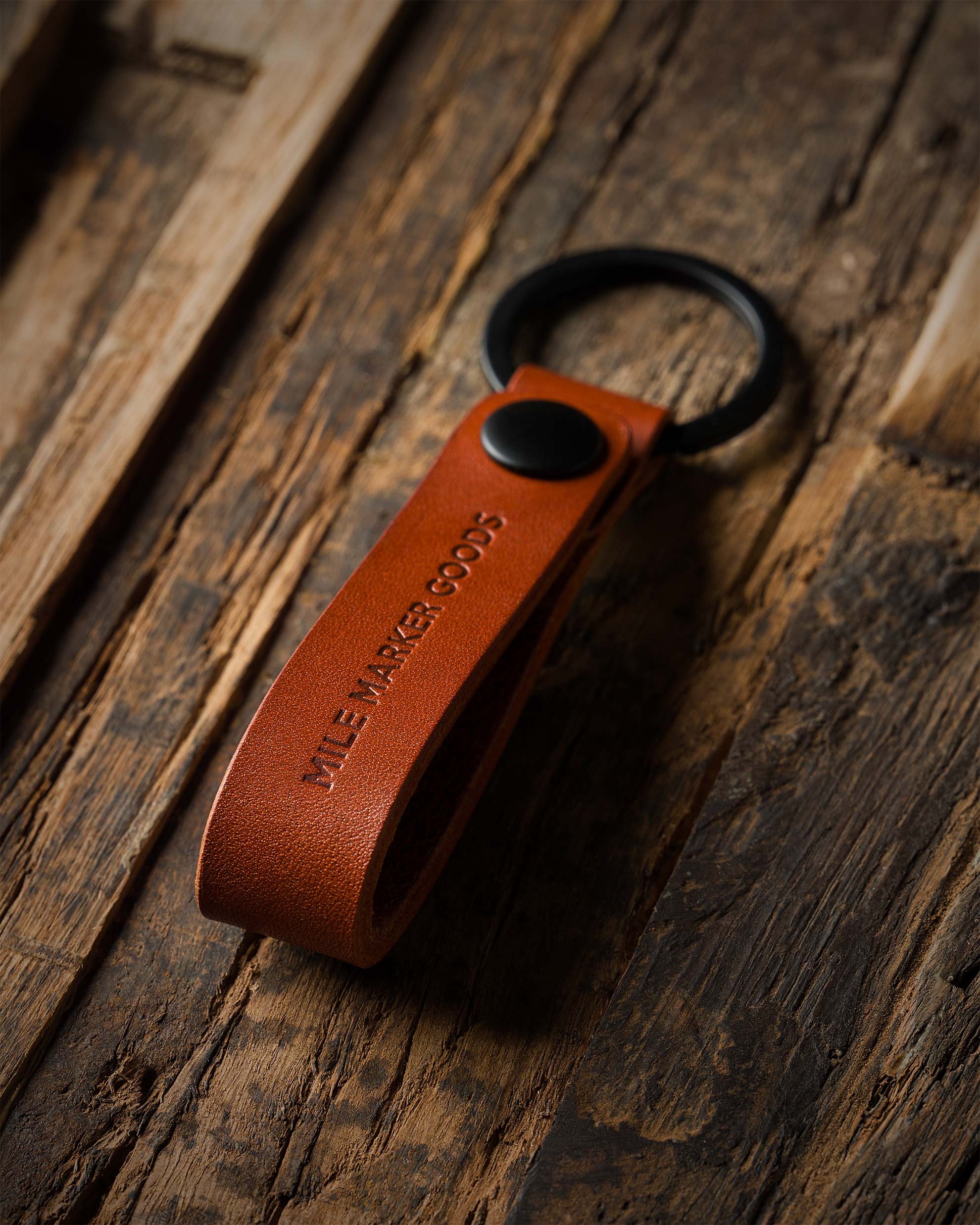 Lanyard Cognac Leather Black Hardware