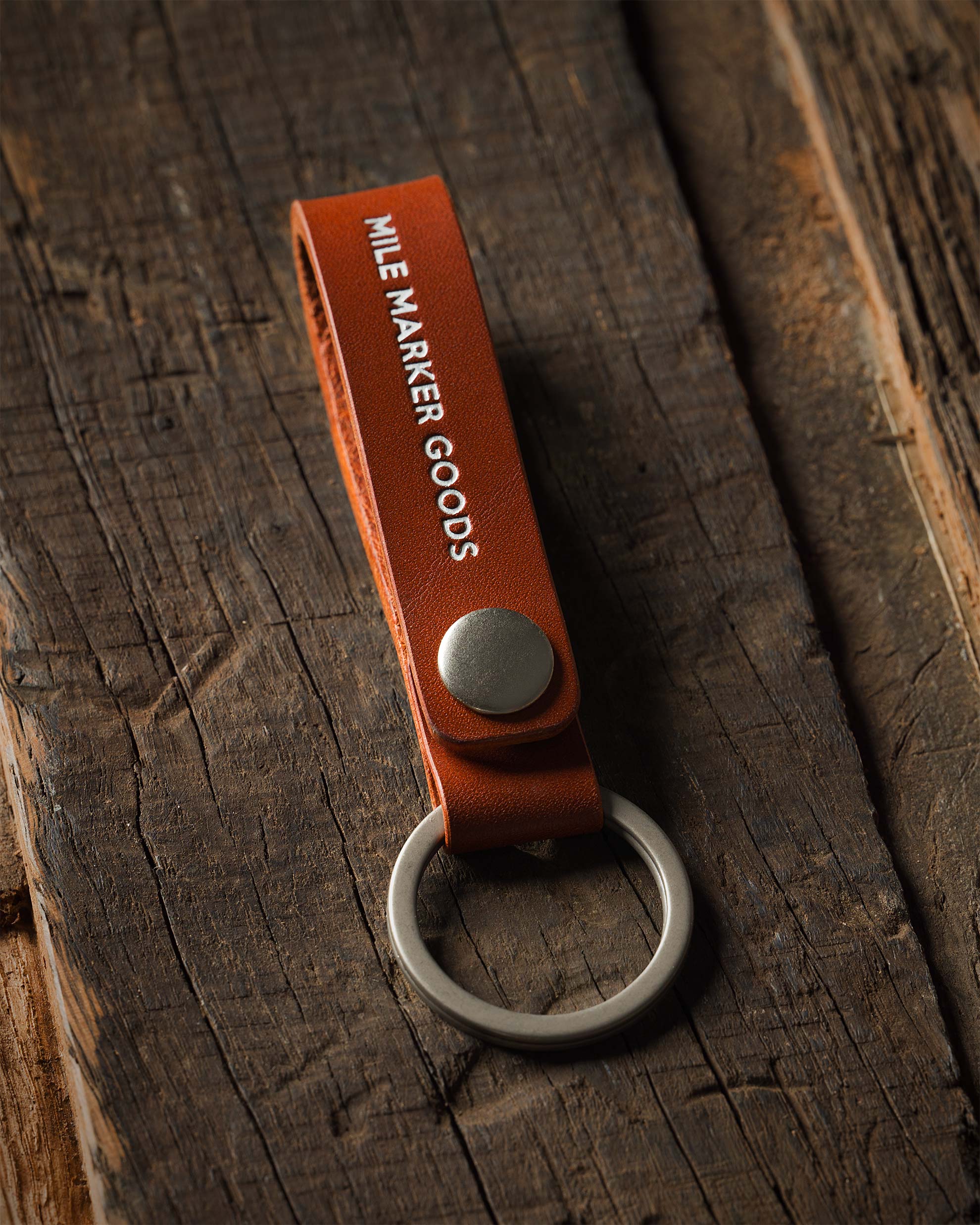 Lanyard Cognac Leather Silver Hardware